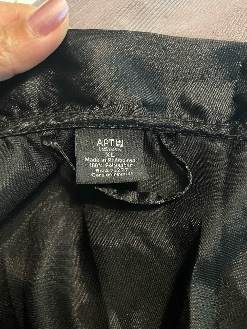 Apt. 9 Black Satin Open-Front Women's Robe - Picture 2 of 3